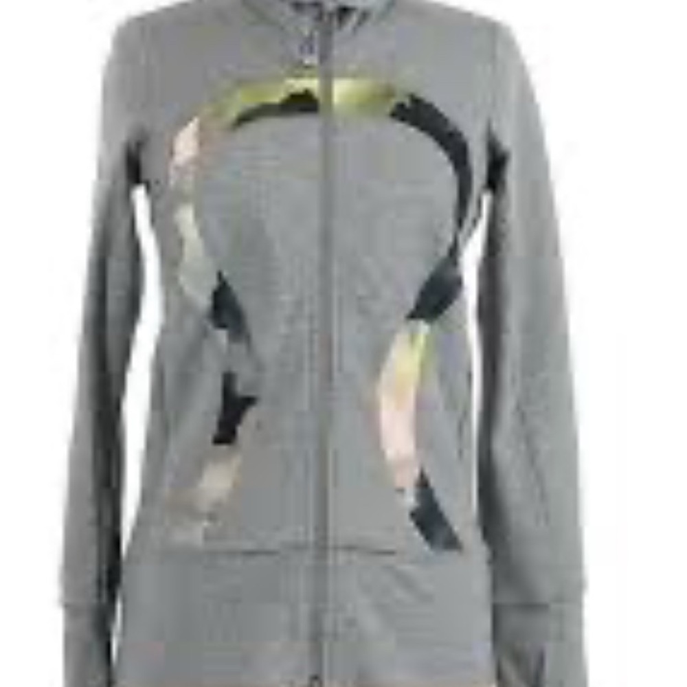Lululemon Athletica Gray Jacket with pale yellow/green/pink Accents Size 10